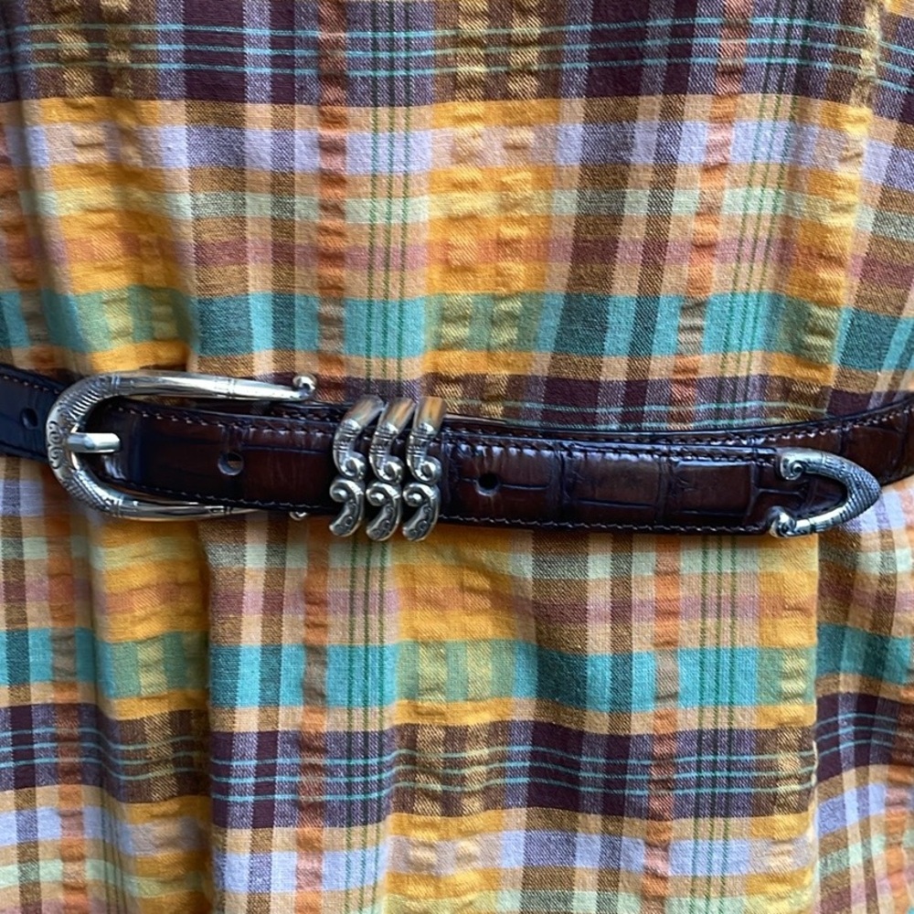 Vintage dark brown/silver Brighton leather belt - Picture 1 of 11
